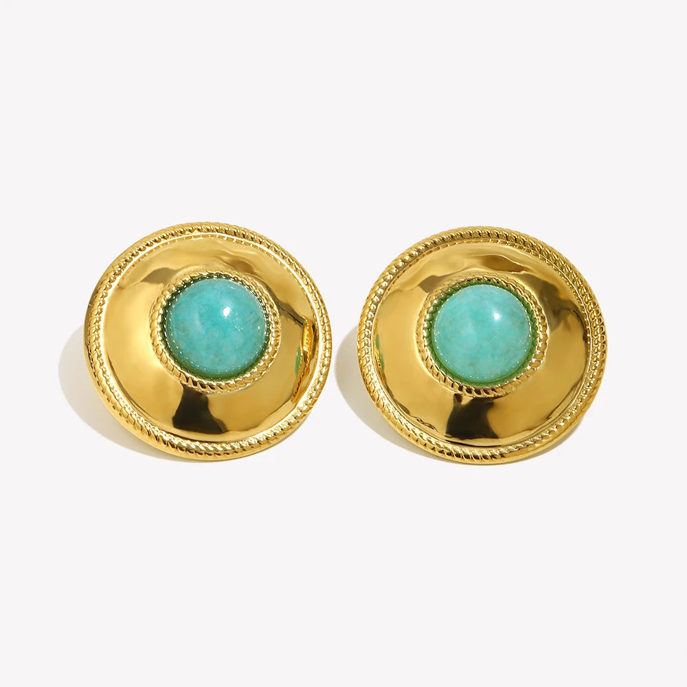 Honest Reflections - Amazonite Stud Gold Earrings