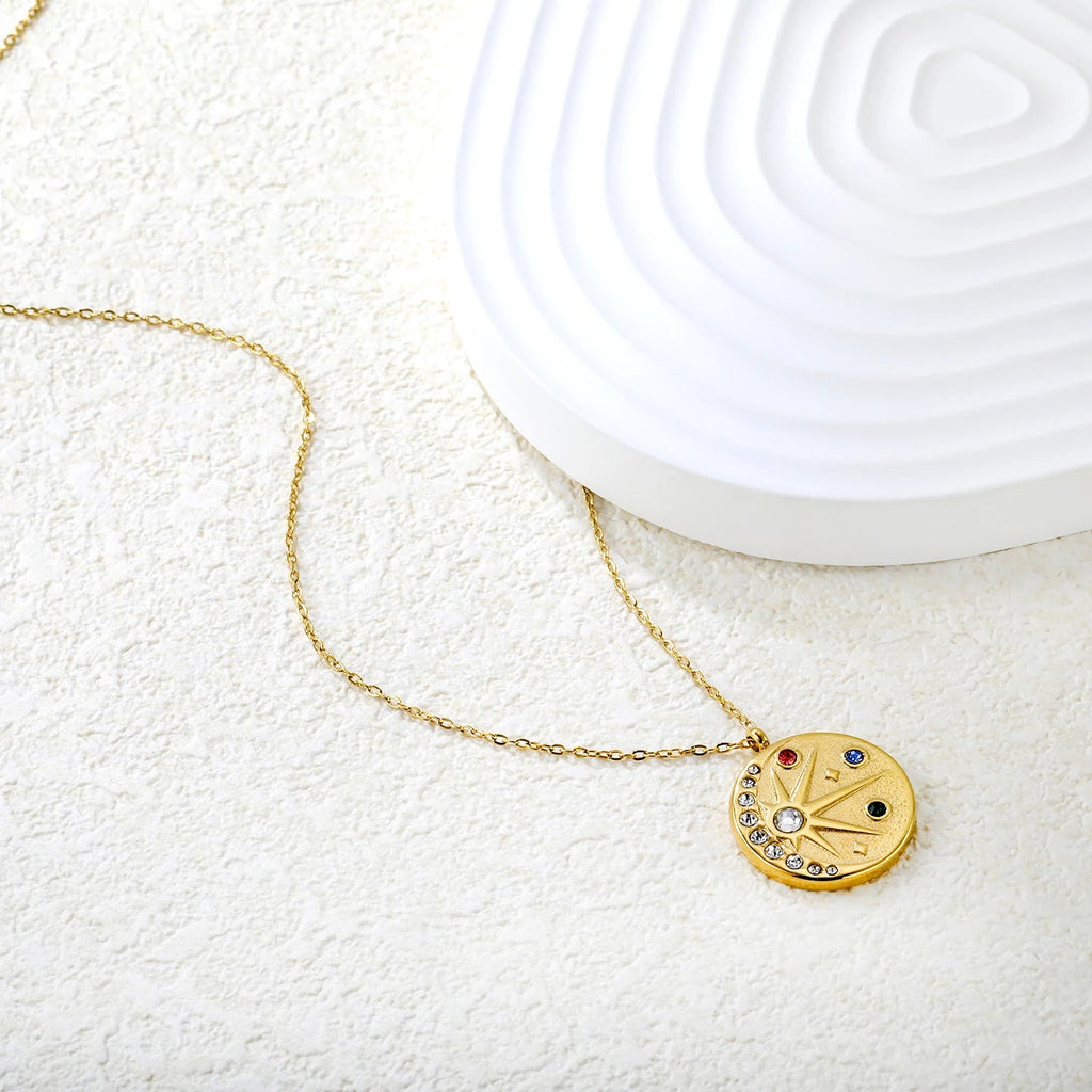 Joy and Positivity - 18k Necklace with Moon and Sun