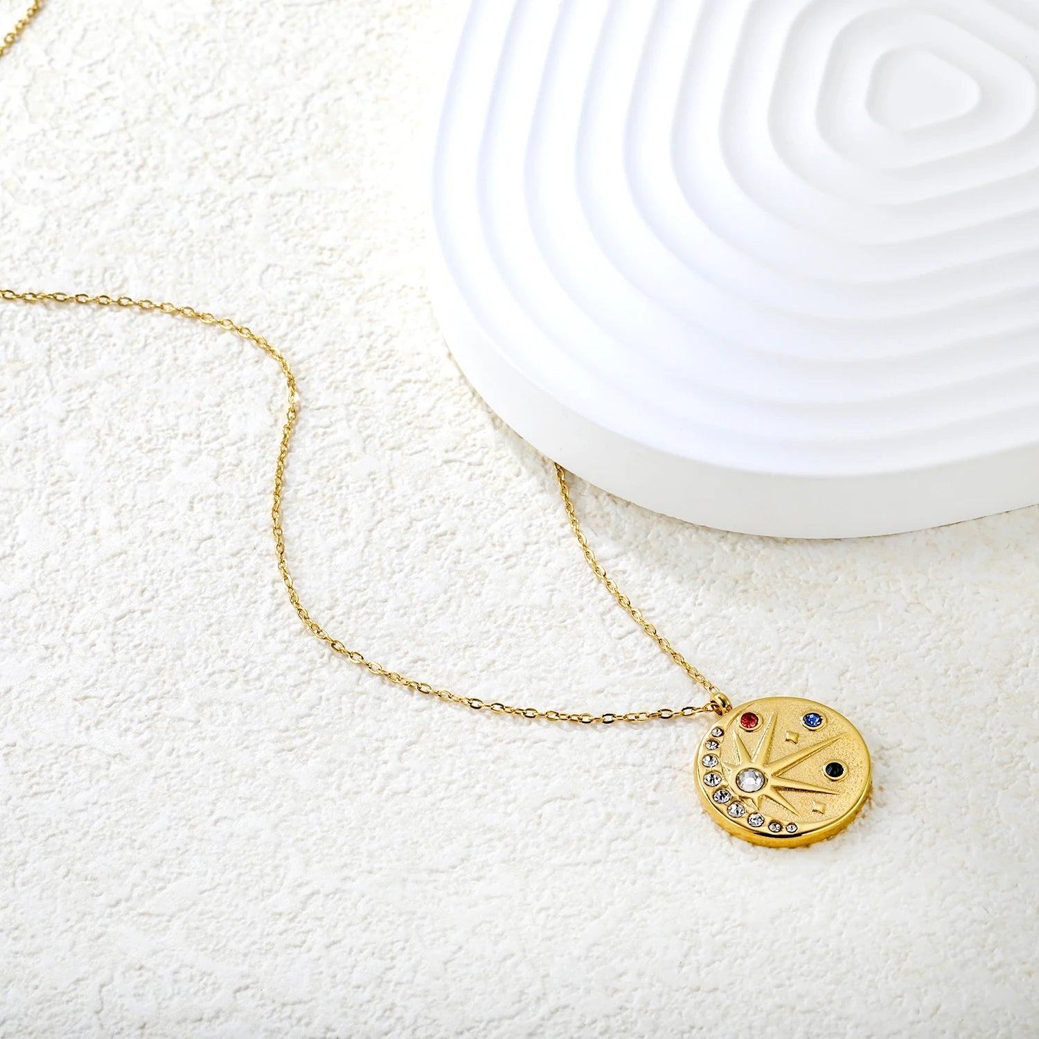 Joy and Positivity - 18k Necklace with Moon and Sun