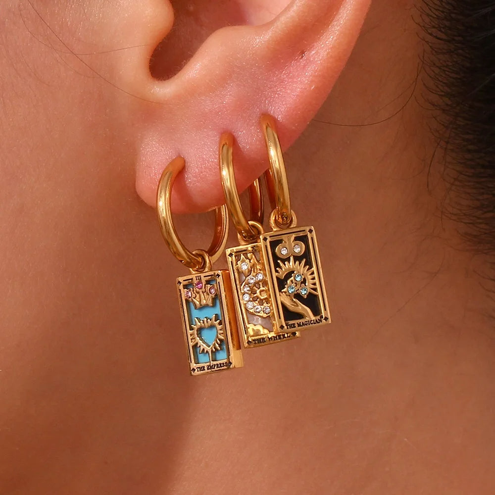 Knight of Cups - Tarot Card Hoop Earrings