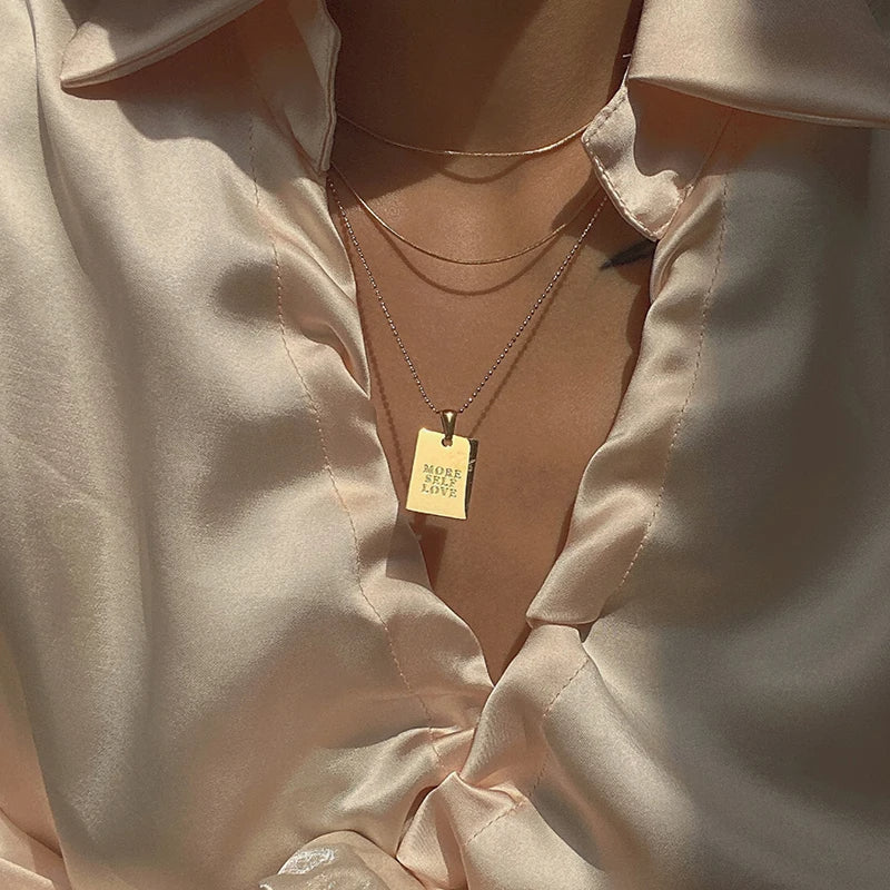 Affirmations - Engraved Gold Motivational Tag Necklace