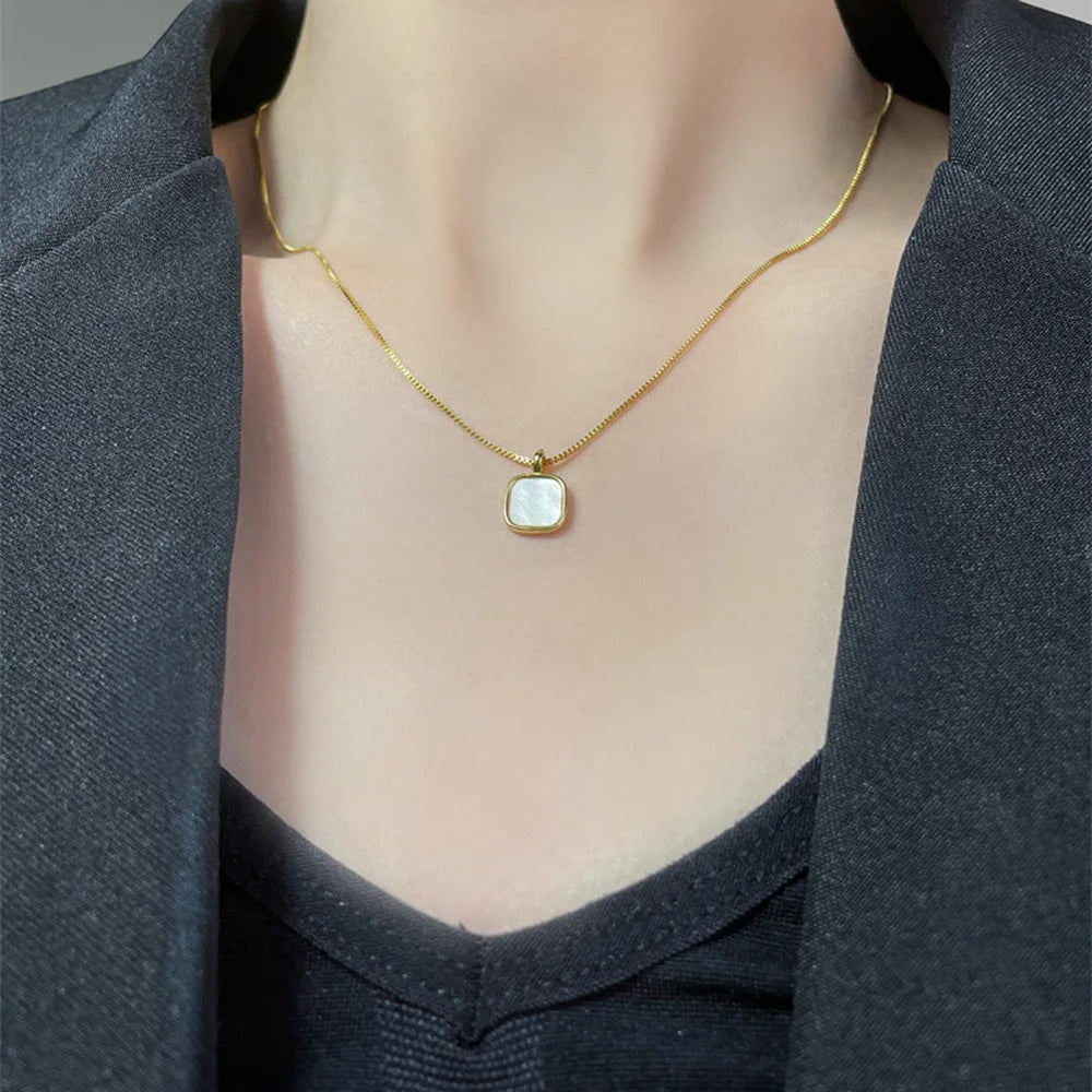 Ocean Treasures - Mother of Pearl Square Dainty Necklace