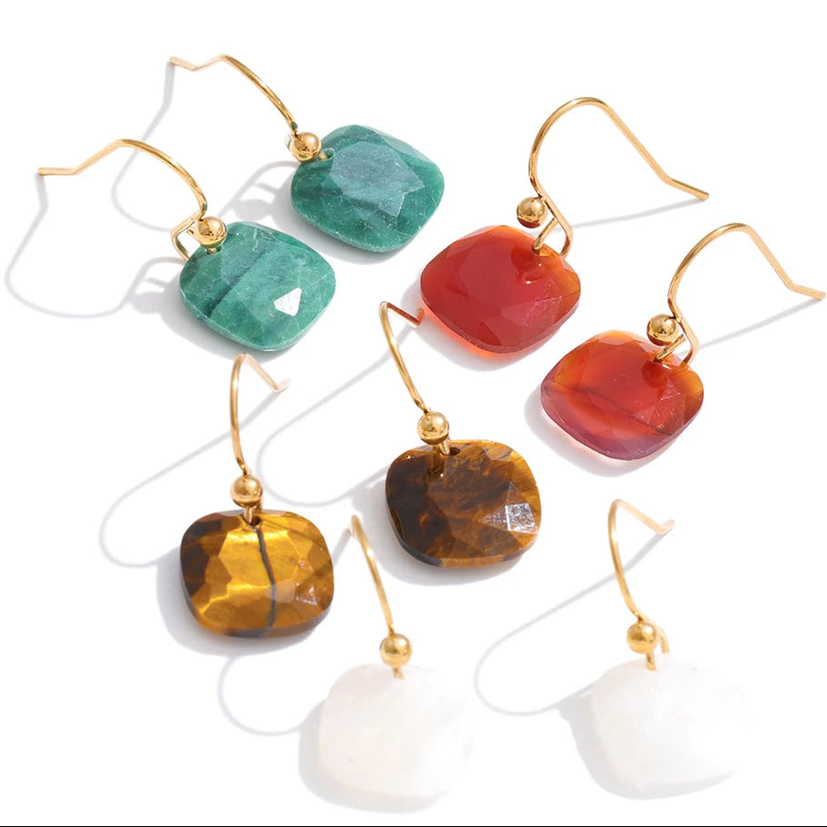 Open and Aligned - Faceted Jasper Drop Earrings