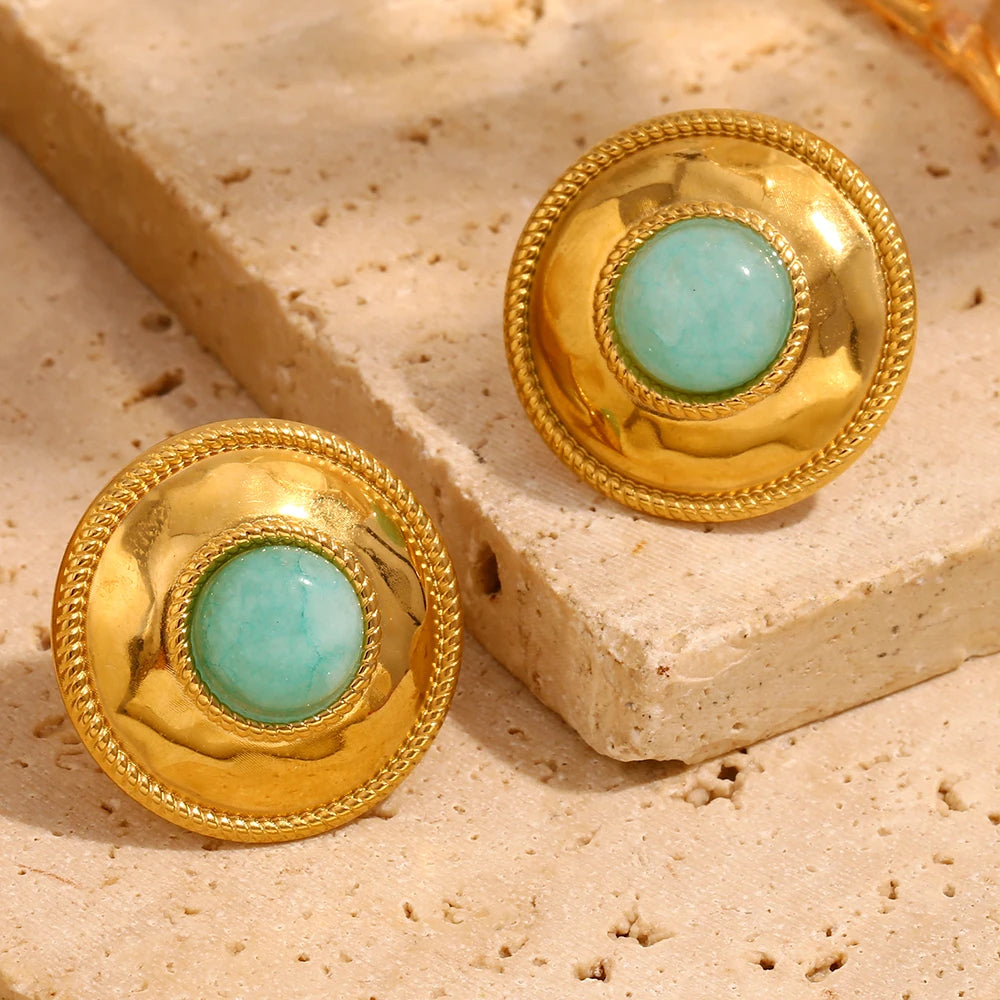 Honest Reflections - Amazonite Stud Gold Earrings
