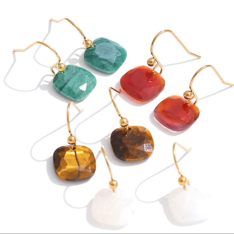 Mind Power - Faceted Red Agate Drop Earrings
