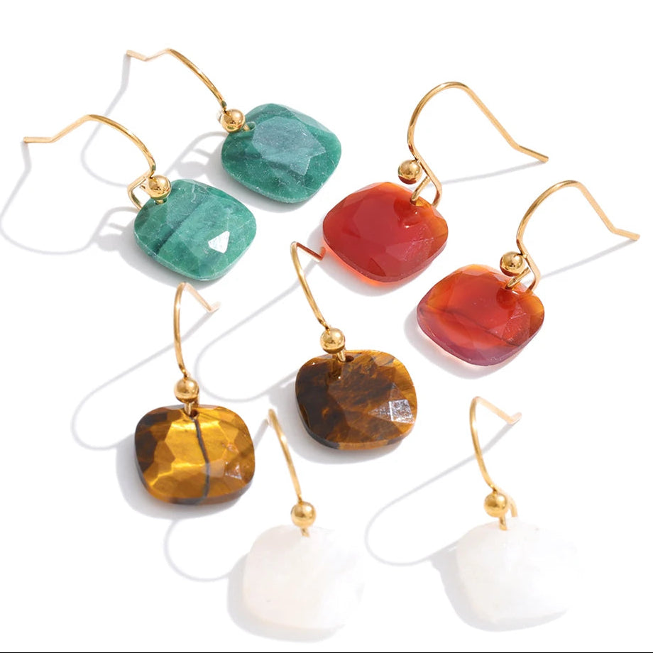 Personal Strength - Faceted Tiger’s Eye Drop Earrings