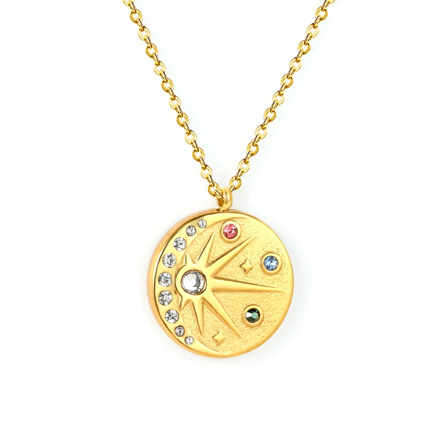 Joy and Positivity - 18k Necklace with Moon and Sun