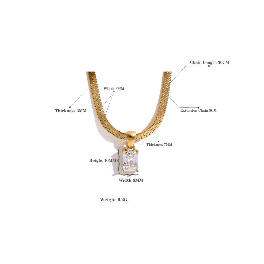 Nova Glow - Gold Flat Snake Necklace with Green Crystal
