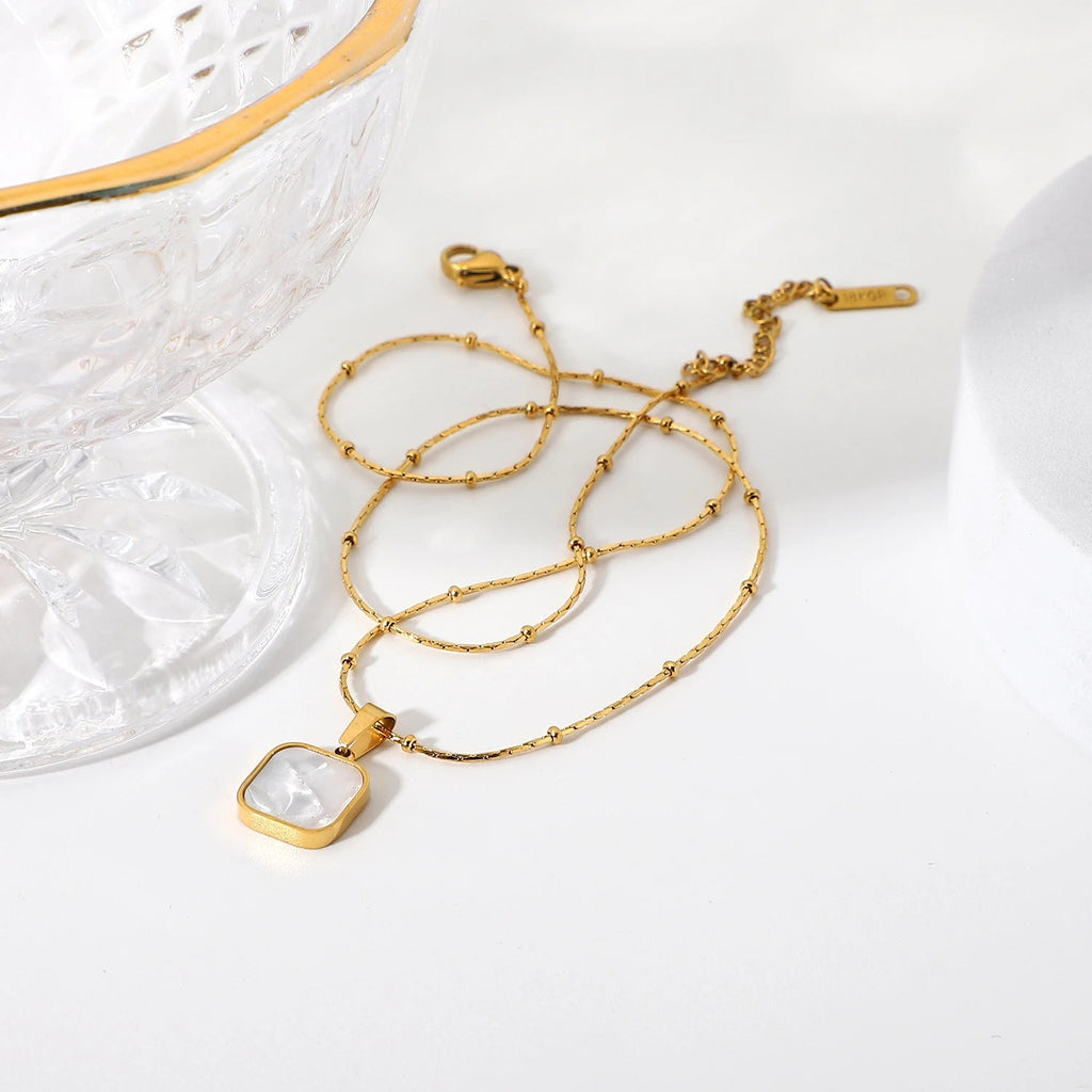 Ocean Treasures - Mother of Pearl Square Dainty Necklace