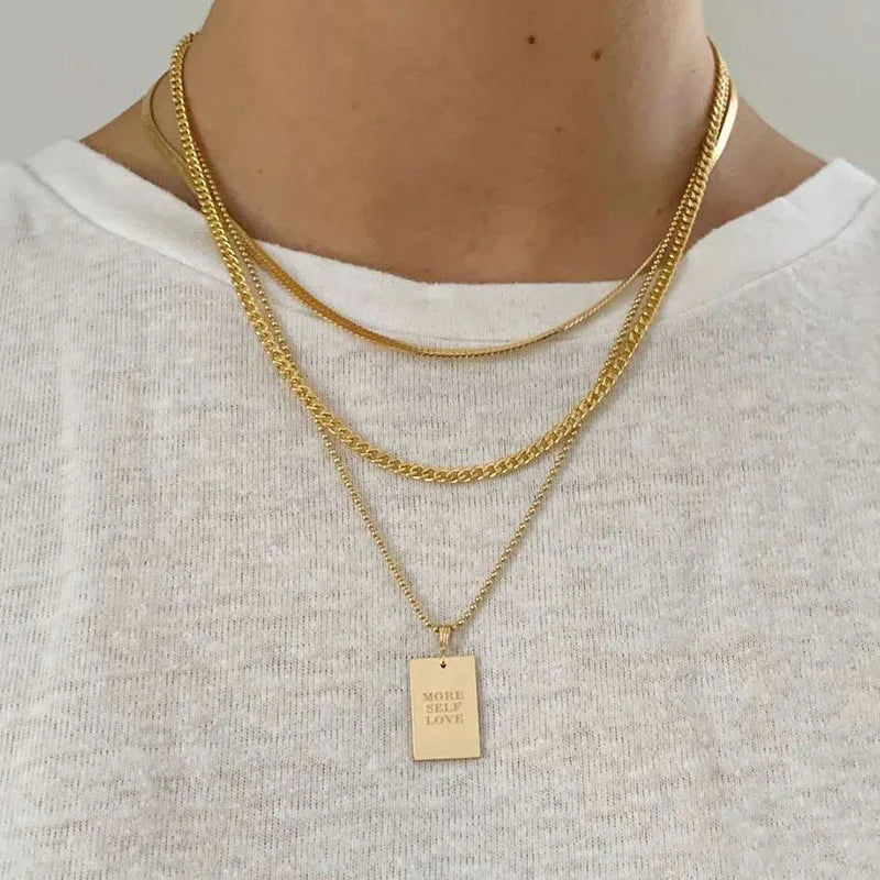 Affirmations - Engraved Gold Motivational Tag Necklace