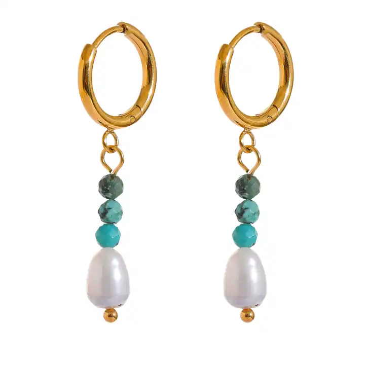 Balance the mind - Drop Earrings with Turquoise and Pearl
