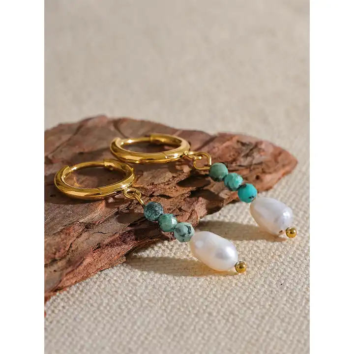 Balance the mind - Drop Earrings with Turquoise and Pearl