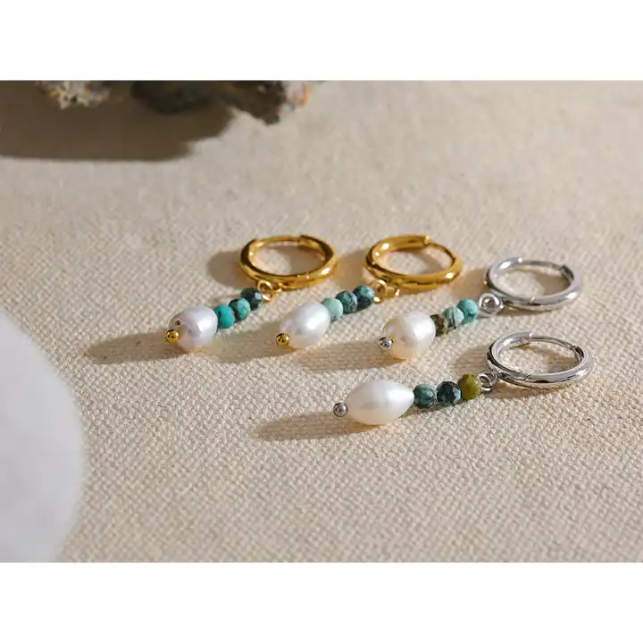 Balance the mind - Drop Earrings with Turquoise and Pearl