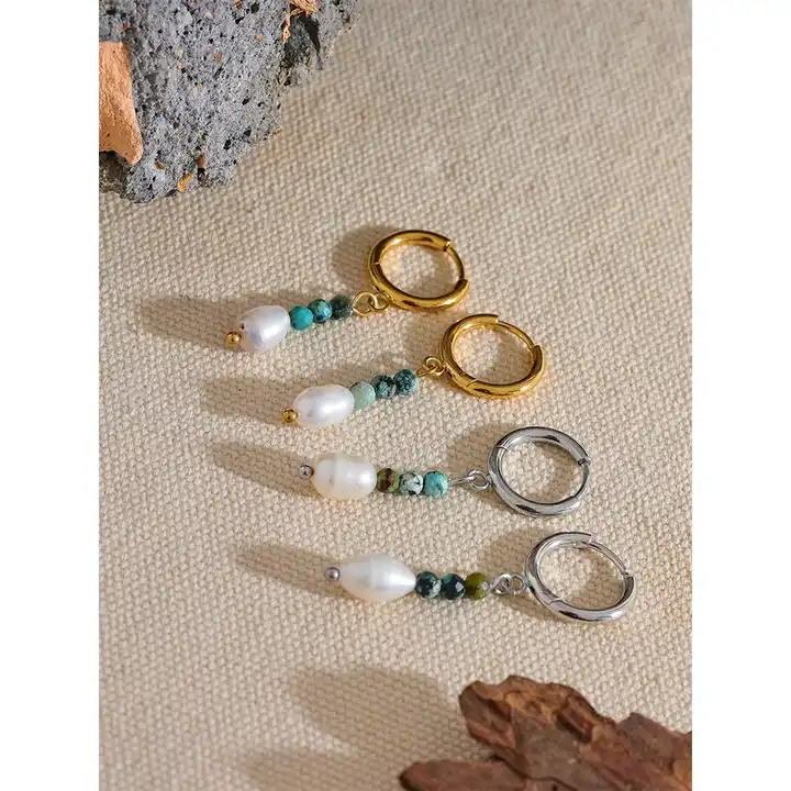 Balance the mind - Drop Earrings with Turquoise and Pearl
