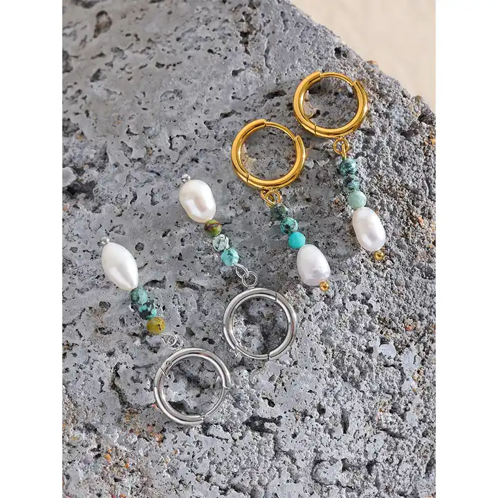 Balance the mind - Drop Earrings with Turquoise and Pearl
