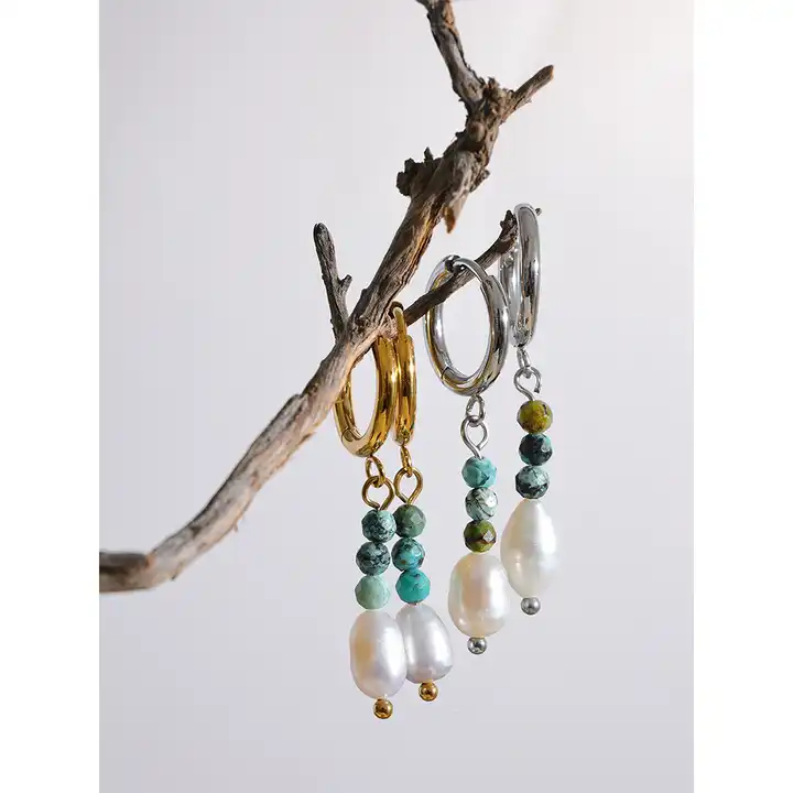 Balance the mind - Drop Earrings with Turquoise and Pearl