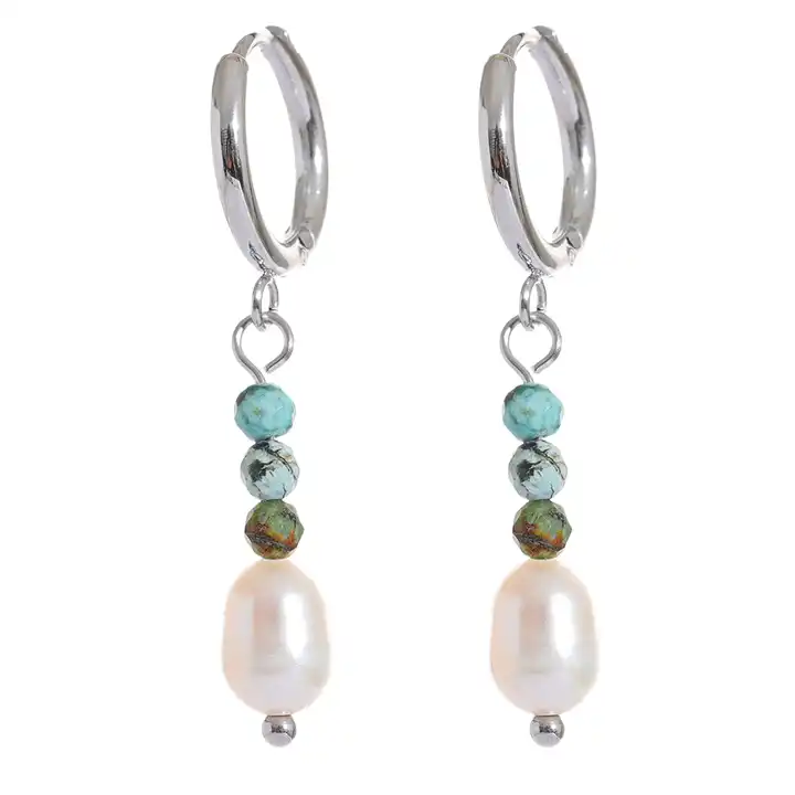 Balance the mind - Drop Earrings with Turquoise and Pearl