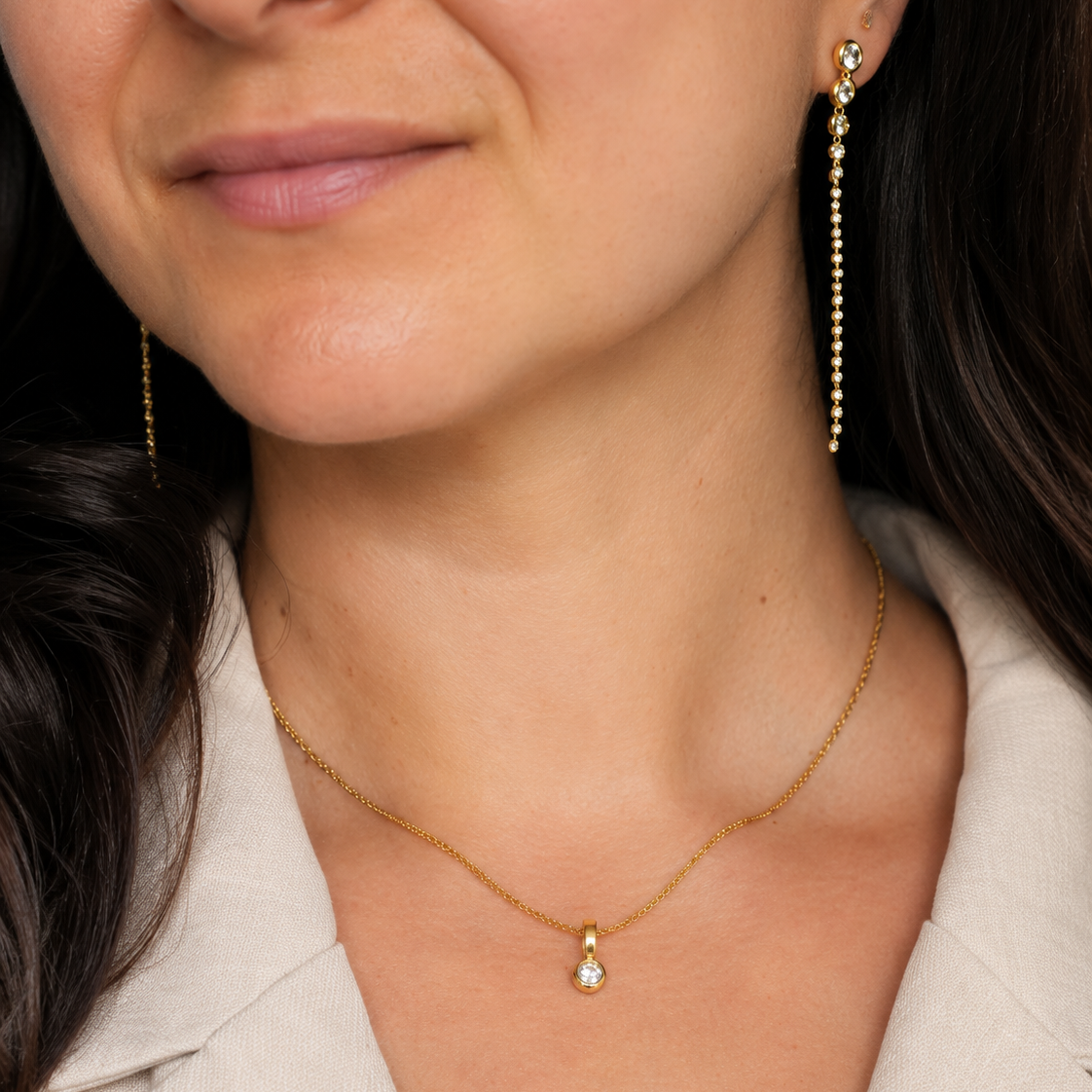 Lumière - Dainty Round Bezel Gold | Silver Necklace