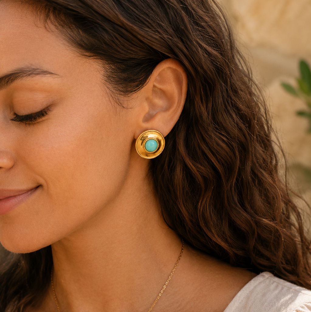Honest Reflections - Amazonite Stud Gold Earrings