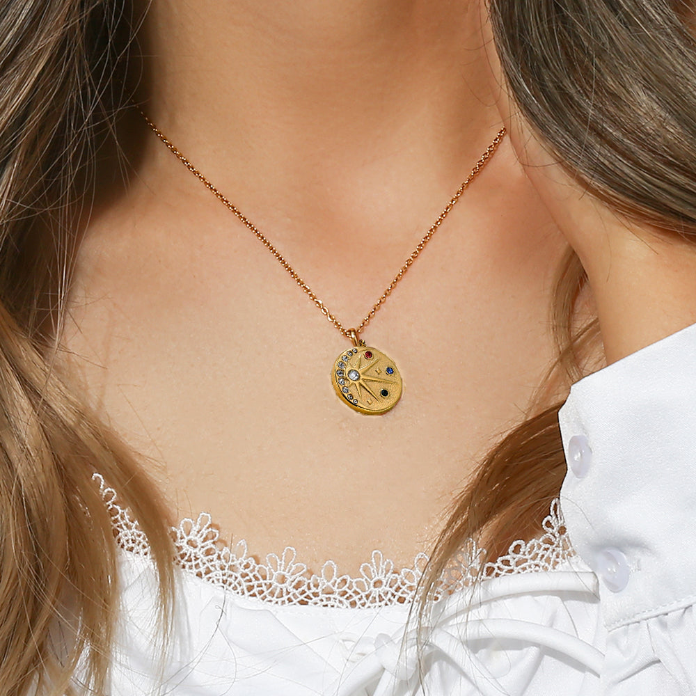Joy and Positivity - 18k Necklace with Moon and Sun