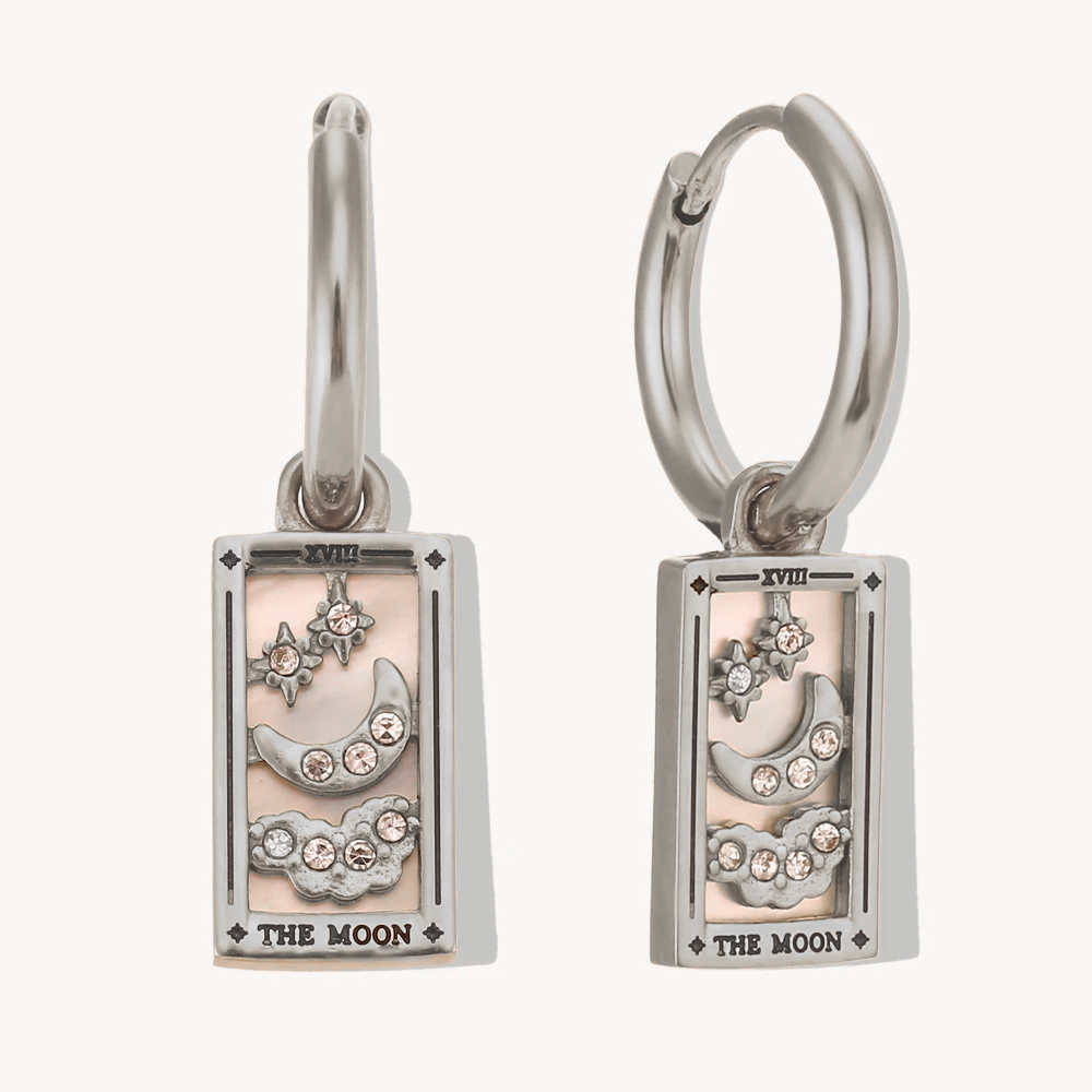 The Moon - Tarot Card Hoop Earrings