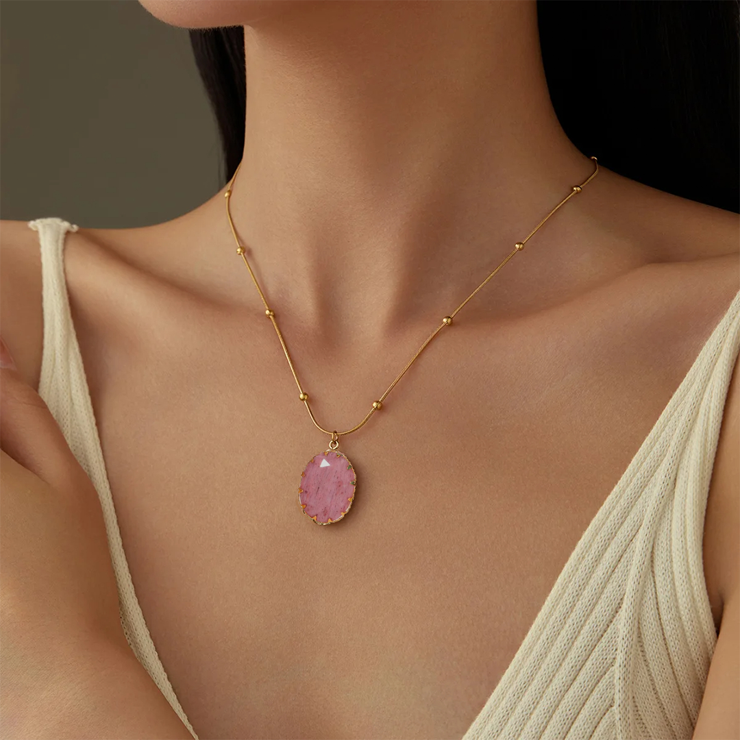 Divine Love: Rhodonite Gold Necklace