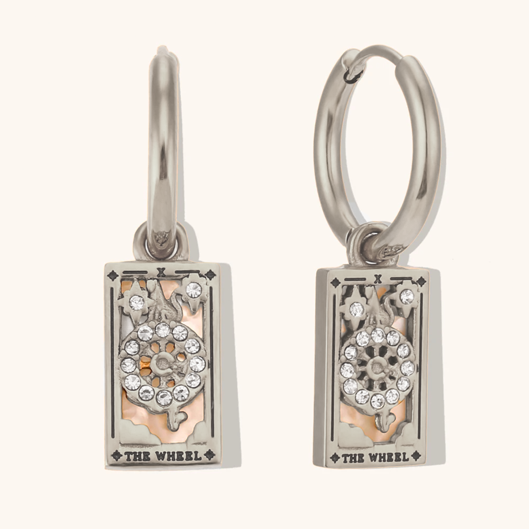 The Wheel - Tarot Card Hoop Earrings