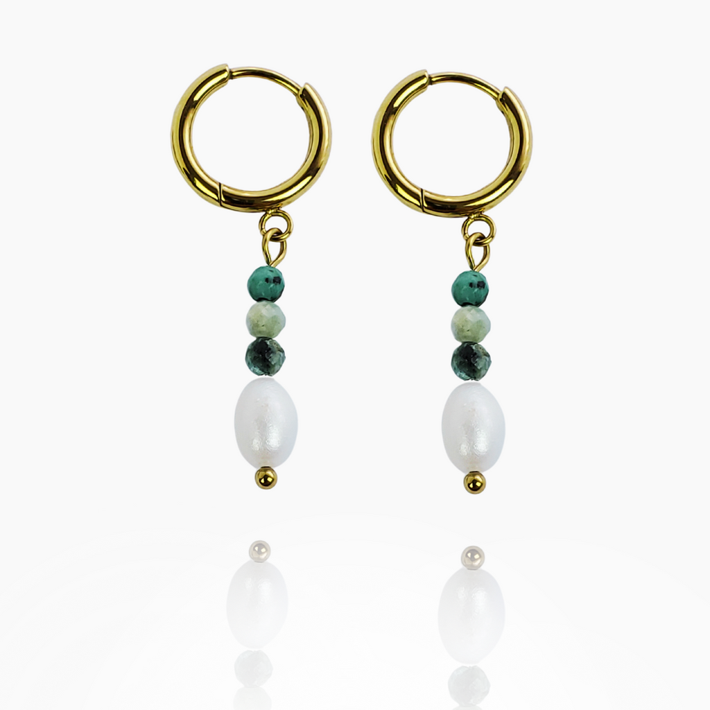 Balance the mind - Drop Earrings with Turquoise and Pearl