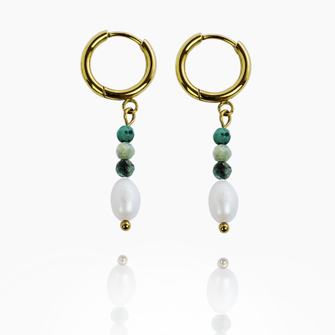 Balance the mind - Drop Earrings with Turquoise and Pearl