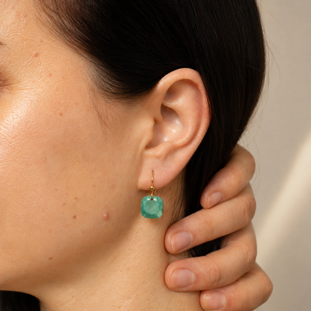 Open and Aligned - Faceted Jasper Drop Earrings