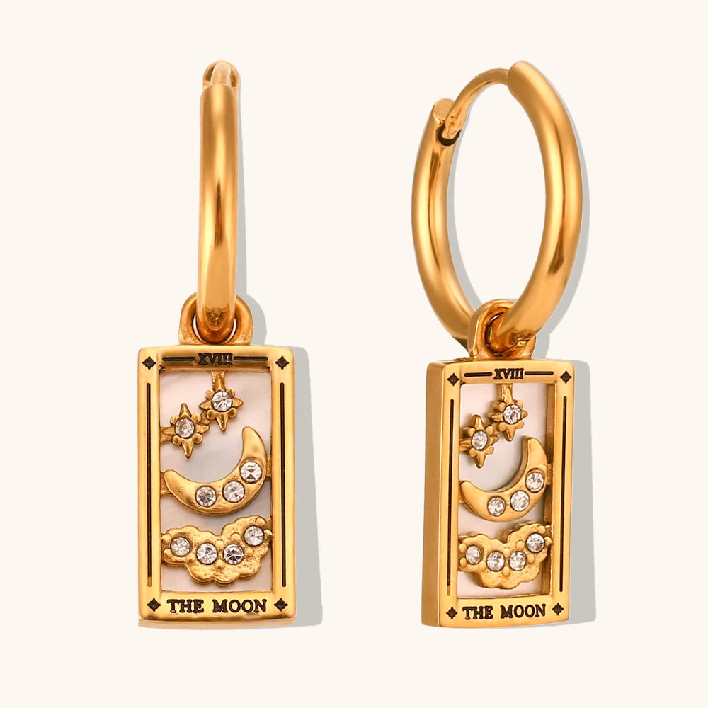 The Moon - Tarot Card Hoop Earrings