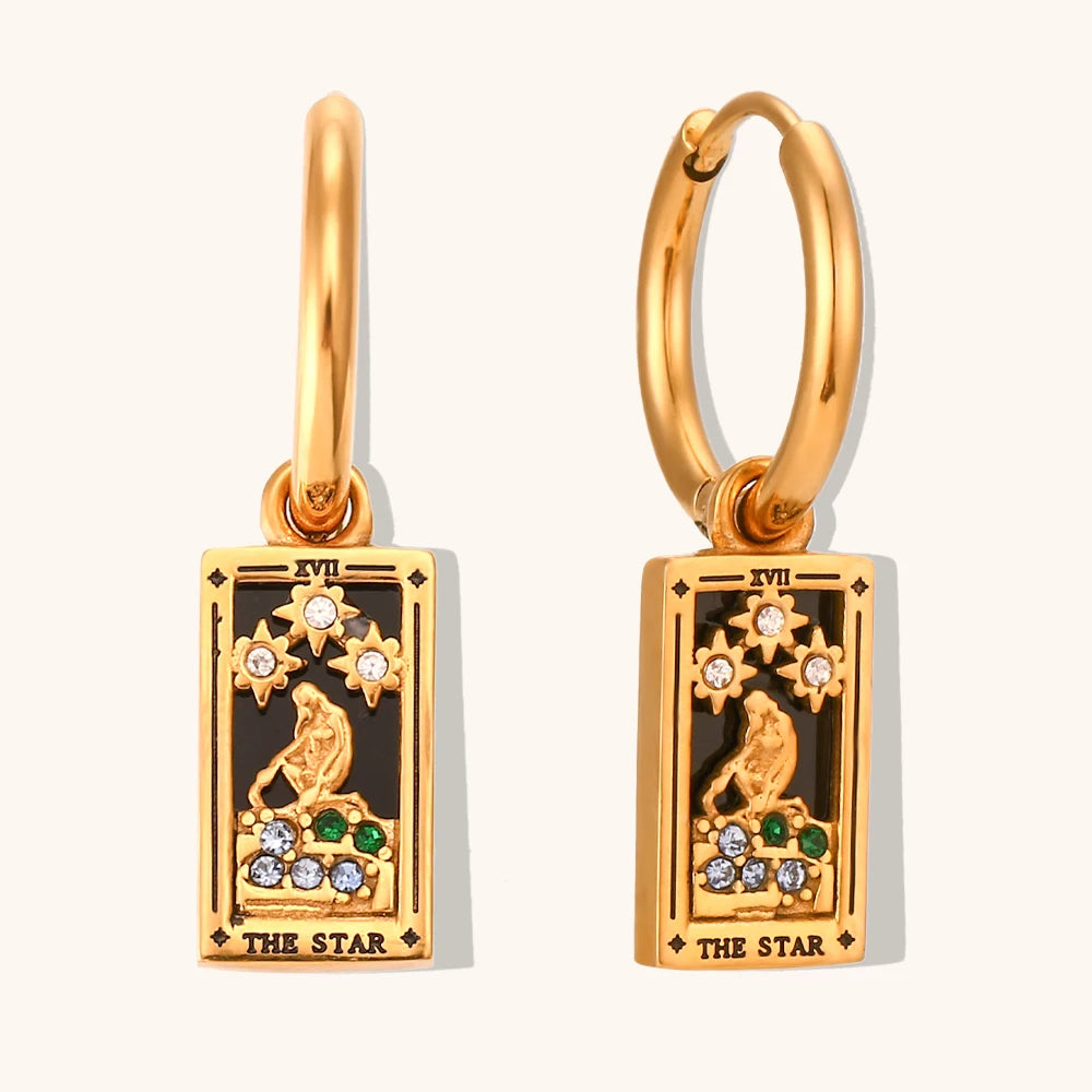 The Star - Tarot Card Hoop Earrings