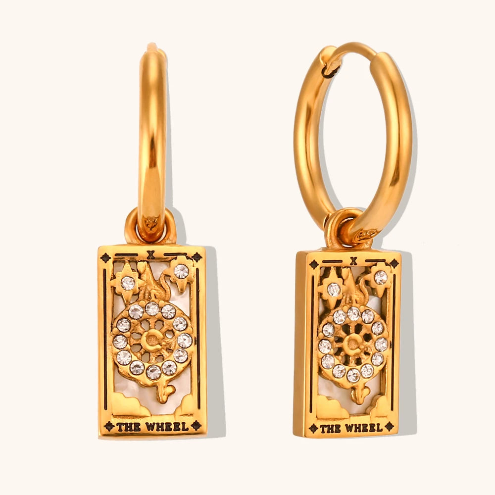 The Wheel - Tarot Card Hoop Earrings