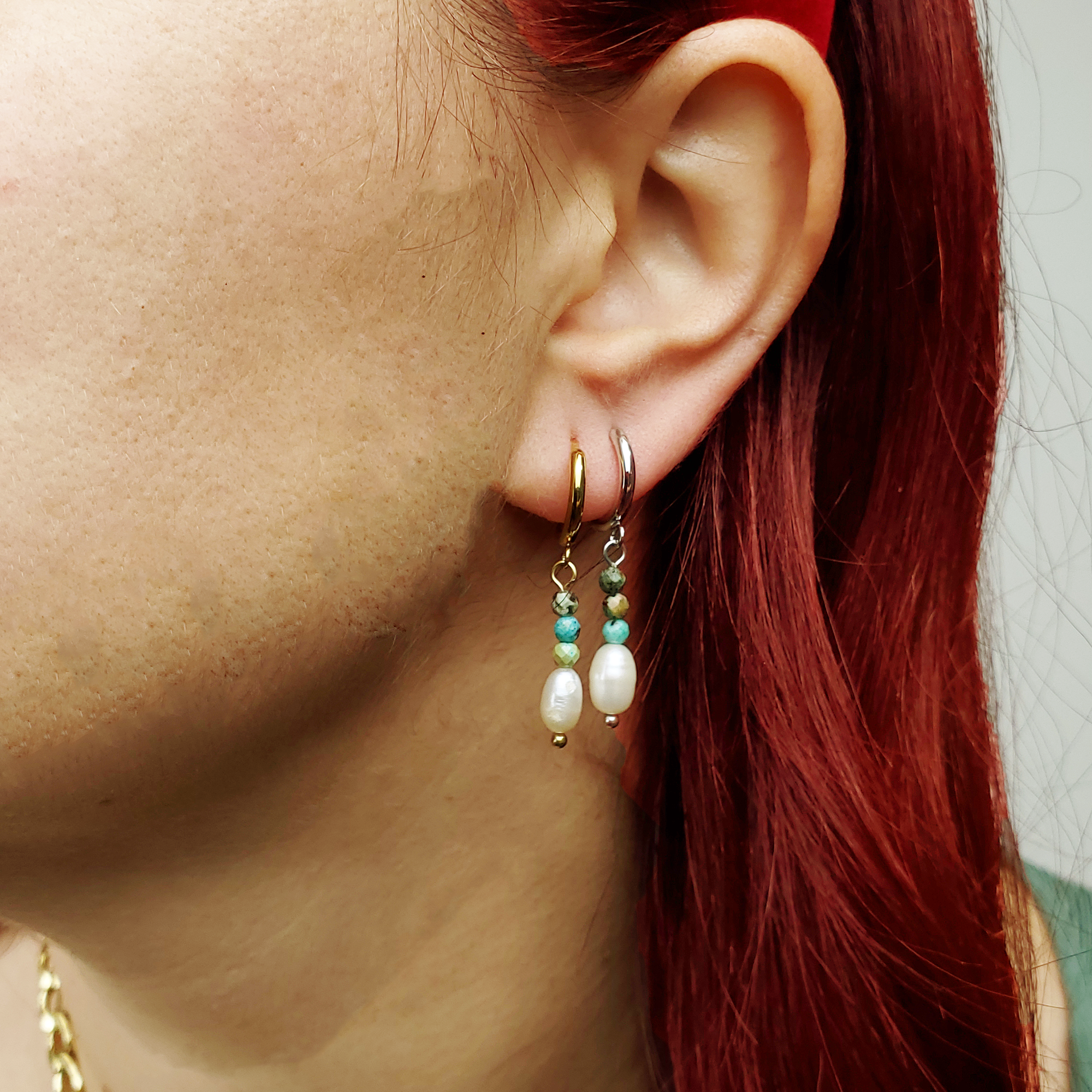 Balance the mind - Drop Earrings with Turquoise and Pearl