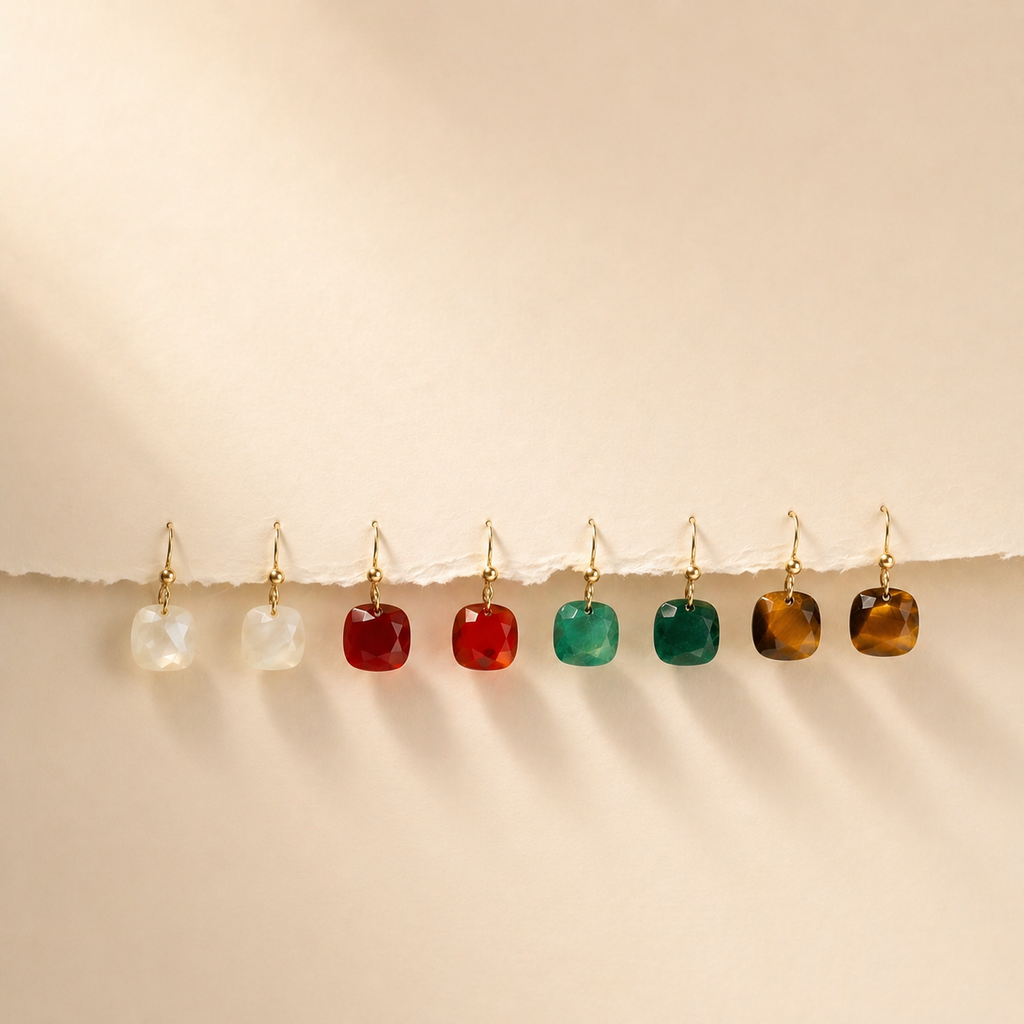 Mind Power - Faceted Red Agate Drop Earrings