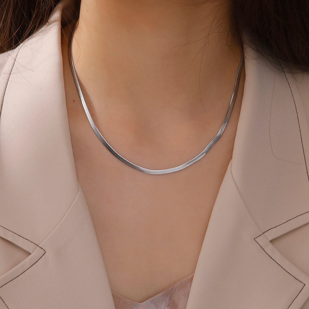 Gold / Silver Flat Snake  Herringbone Necklace