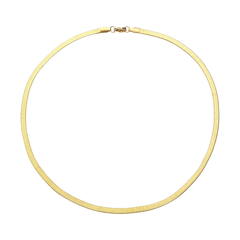 Gold / Silver Flat Snake  Herringbone Necklace