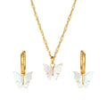 Butterfly Mother of Pearl Necklace and Earrings Set