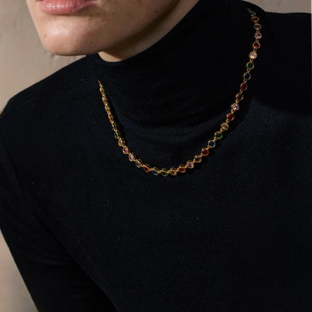 Lumière -  Colourful Round Bezel Necklace