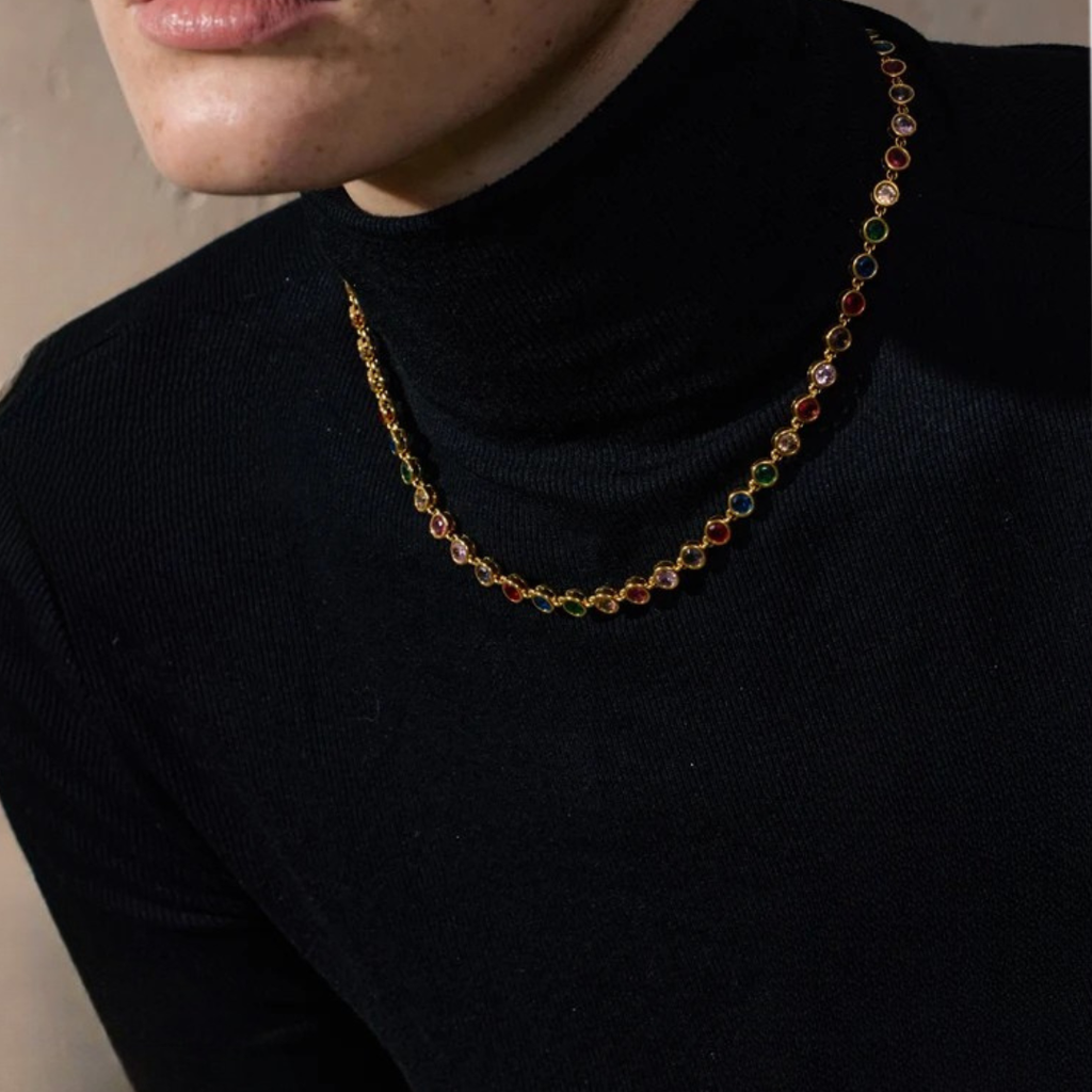Lumière -  White Round Bezel Necklace