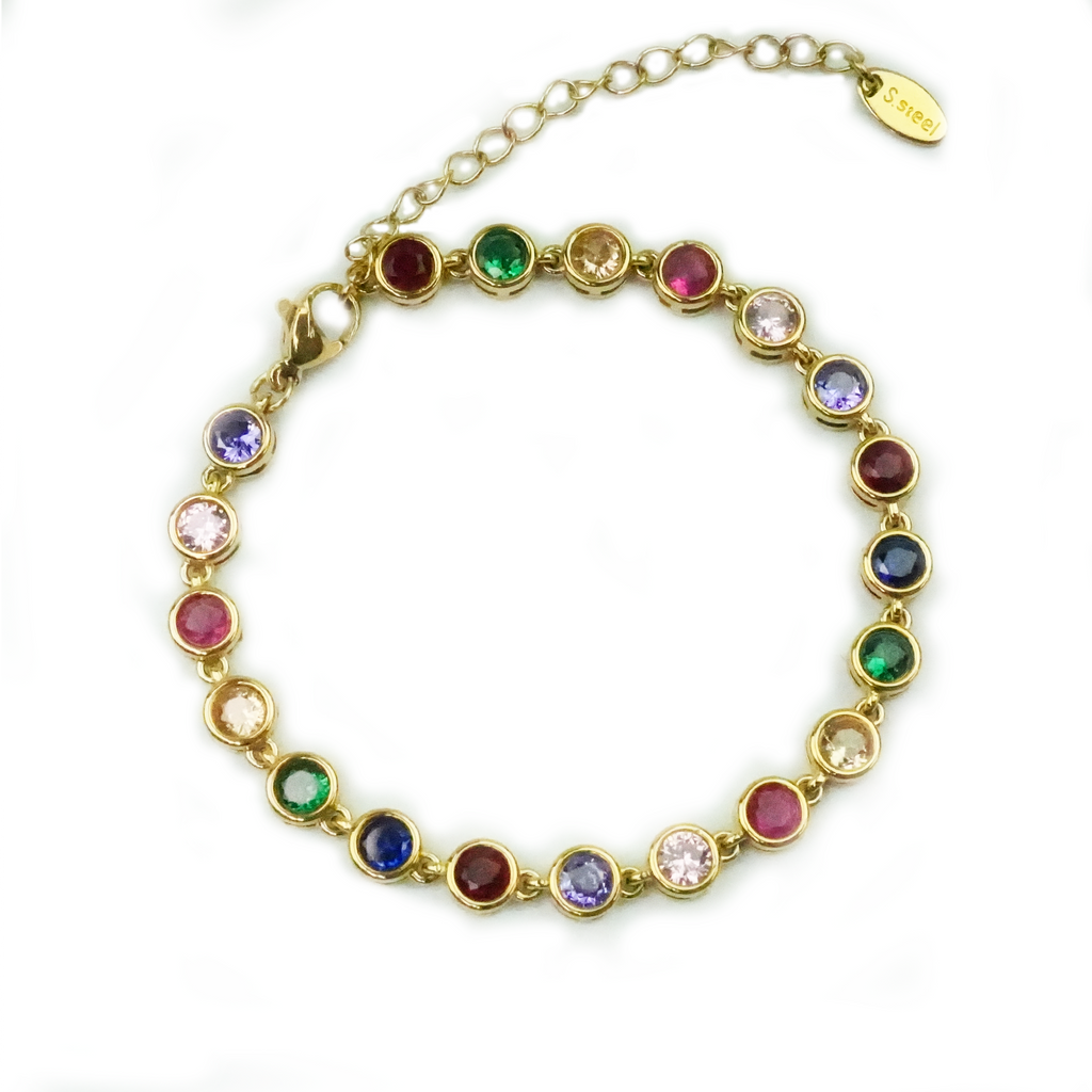 Lumière -  Colourful Round Bezel Bracelet