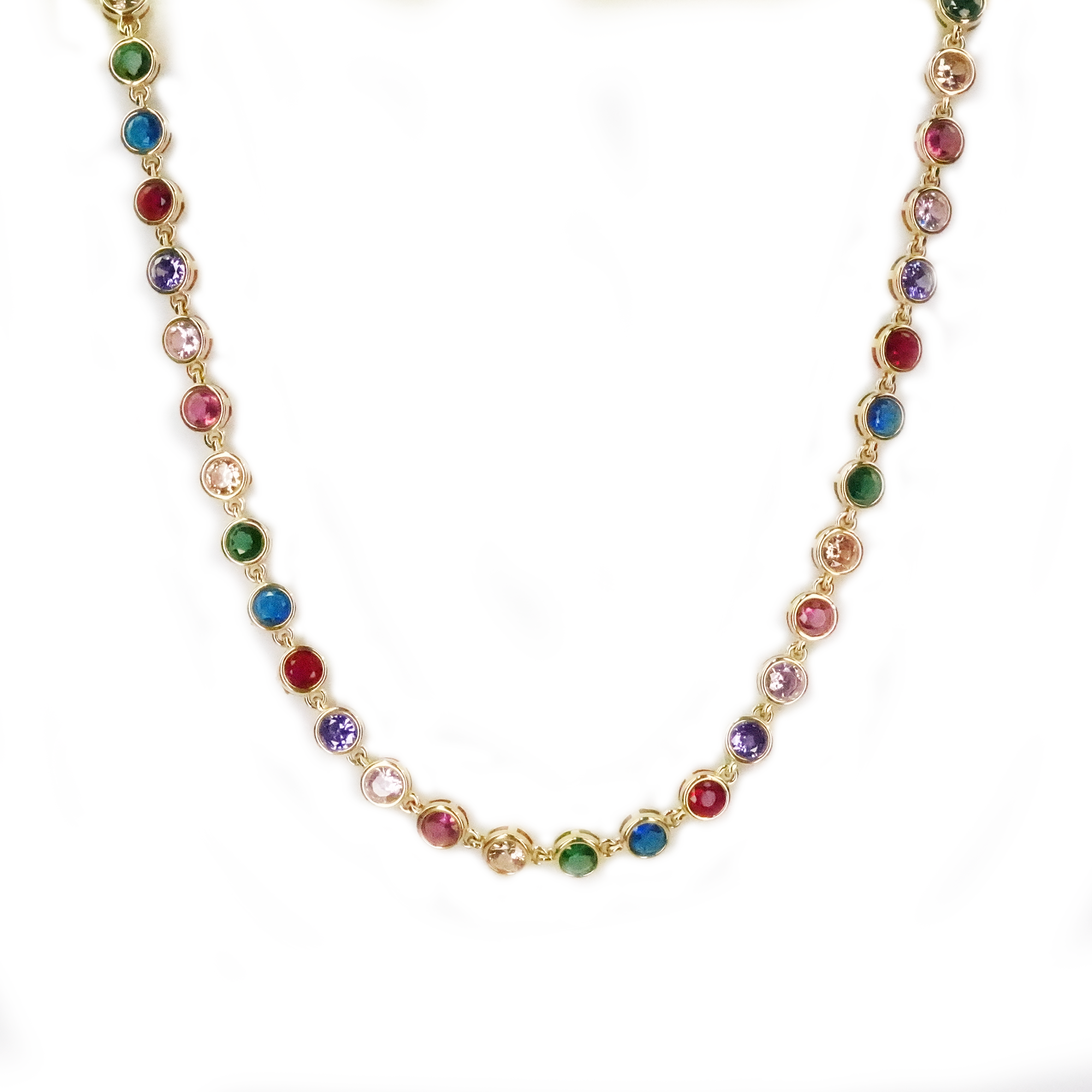 Lumière -  Colourful Round Bezel Necklace