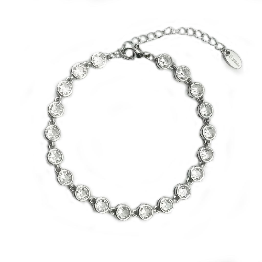 Lumière -  White Round Bezel Bracelet