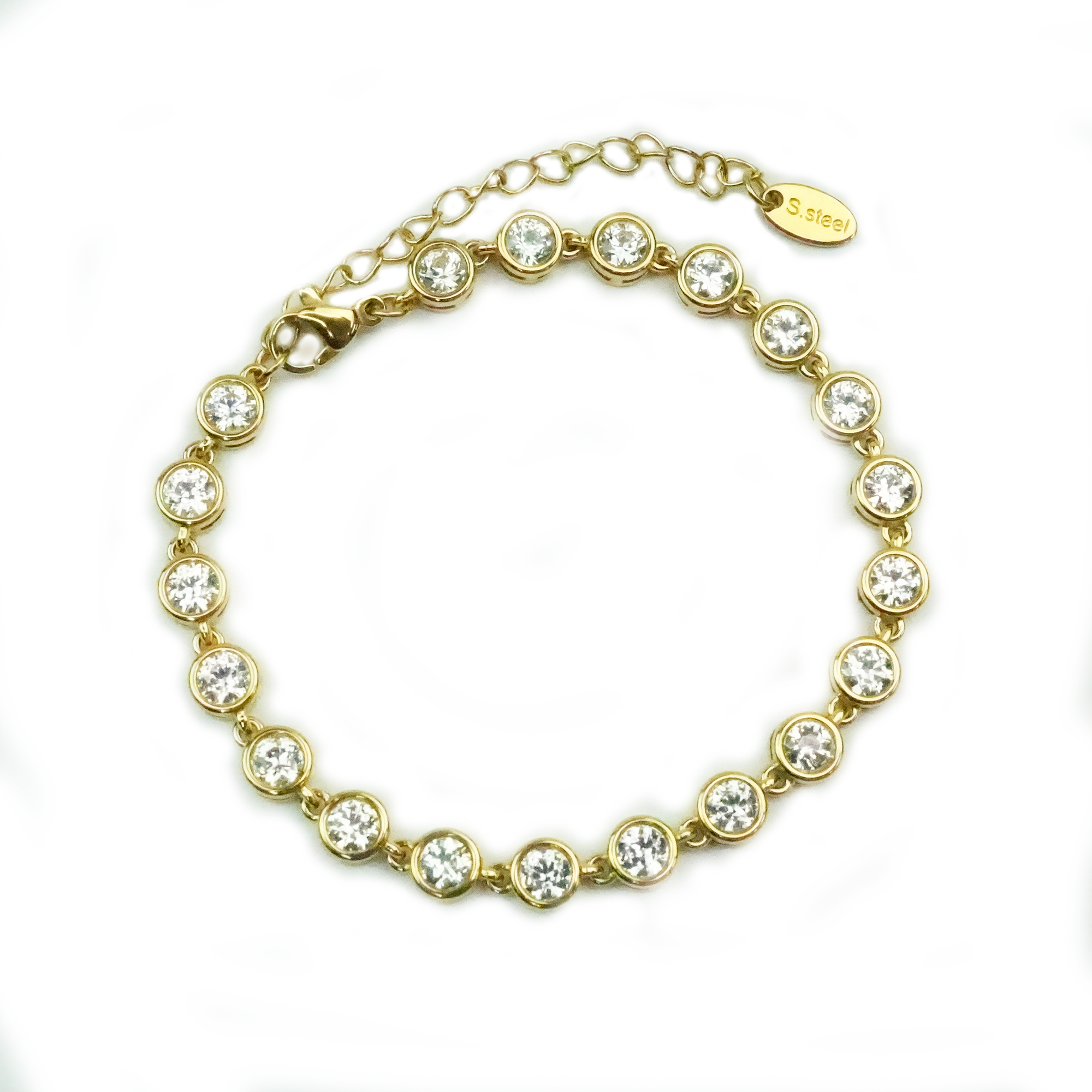 Lumière -  White Round Bezel Bracelet