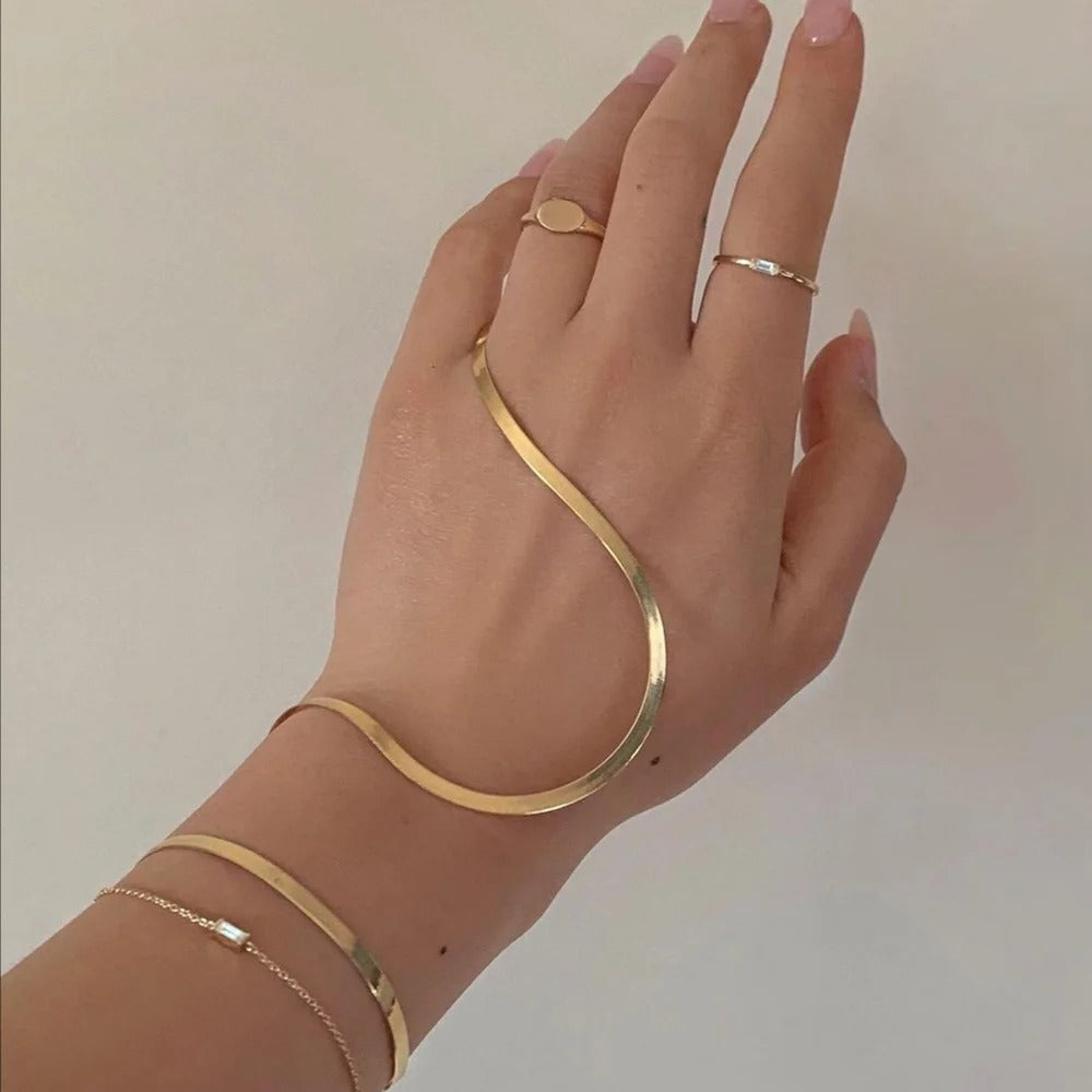 Gold / Silver Flat Snake  Herringbone Necklace
