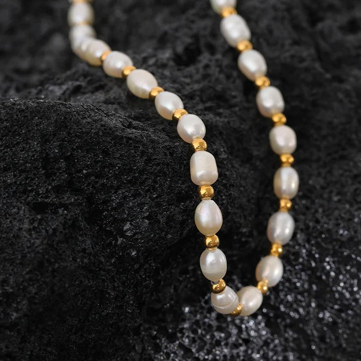 Universal Truth - Gold Pearl Choker Necklace