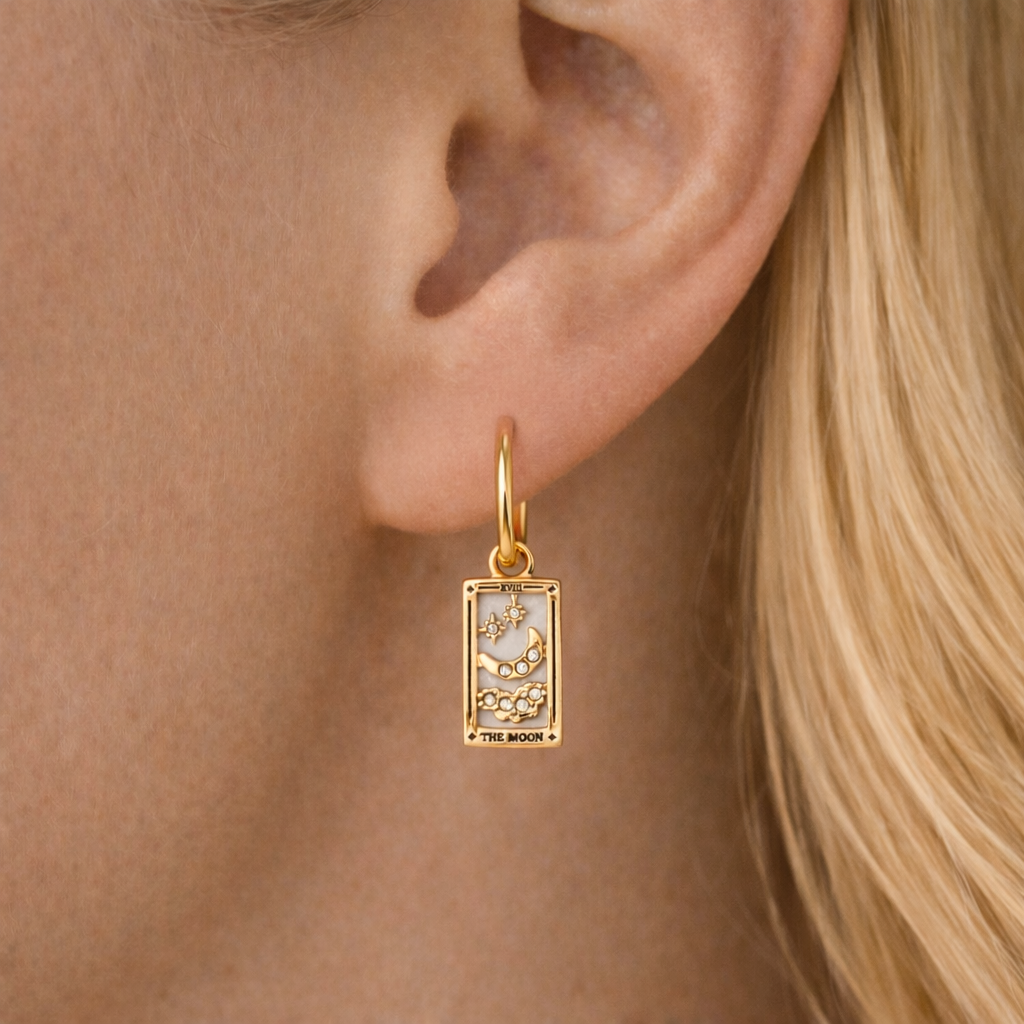 The Moon - Tarot Card Hoop Earrings