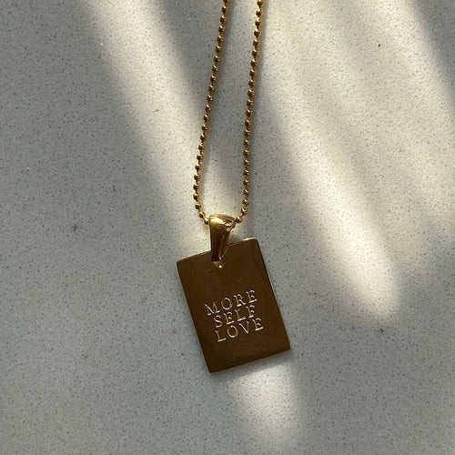 Affirmations - Engraved Gold Motivational Tag Necklace