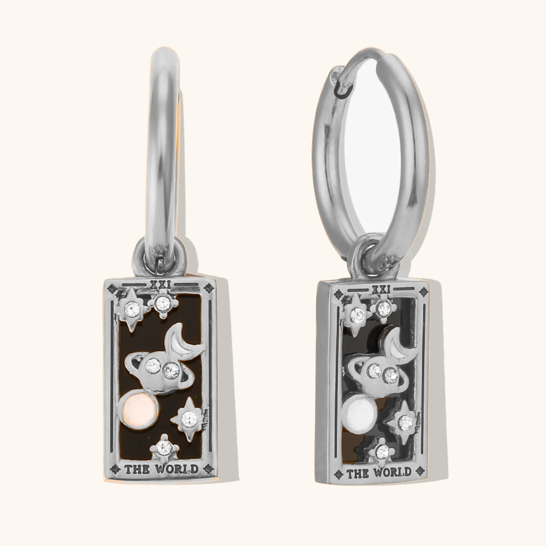 The World - Tarot Card Hoop Earrings