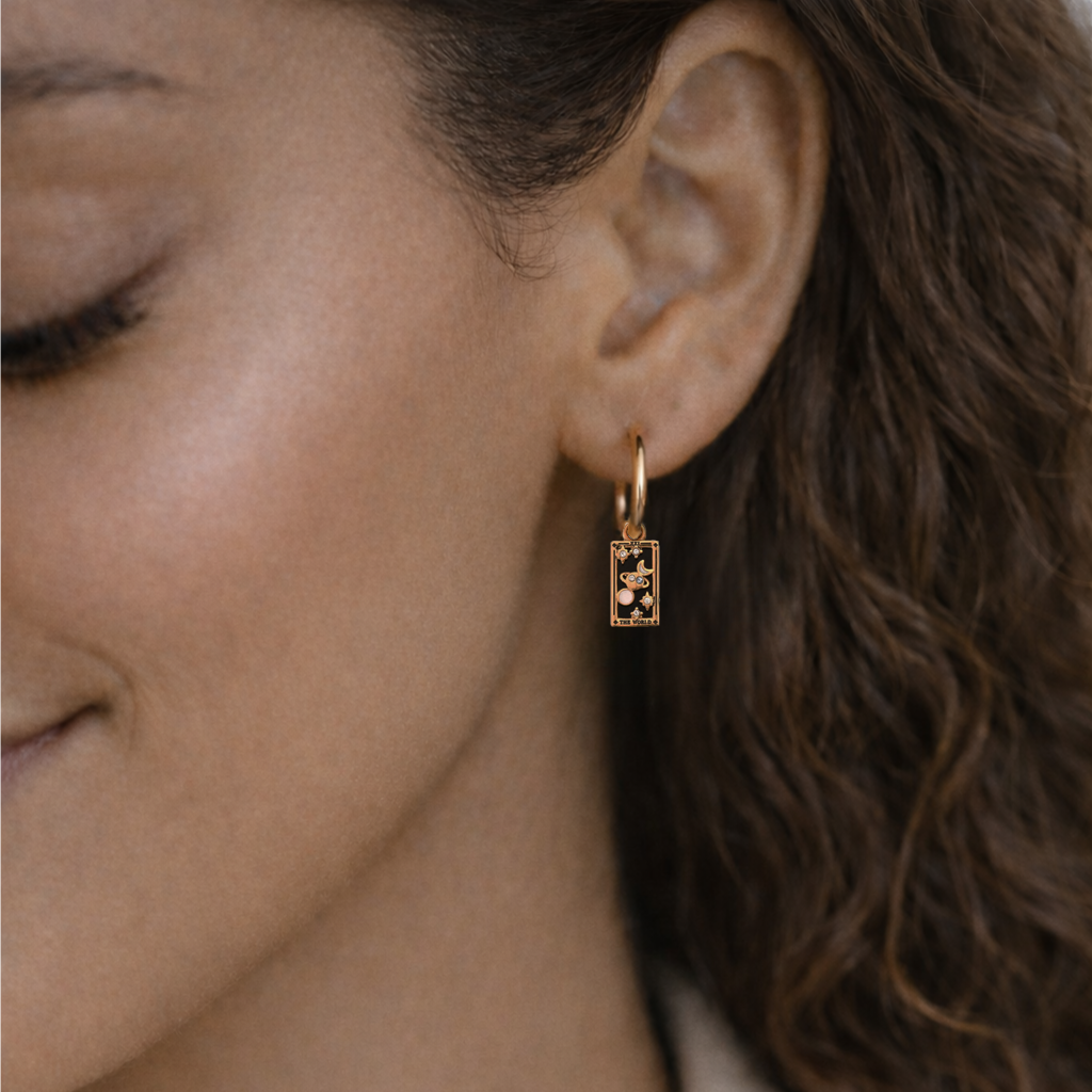 The World - Tarot Card Hoop Earrings